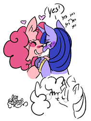 Size: 665x879 | Tagged: safe, artist:rotten-dan, pinkie pie, twilight sparkle, pony, g4, blushing, crying, cute, dialogue, female, heart, kissing, lesbian, ship:twinkie, shipping, tears of joy, wedding band