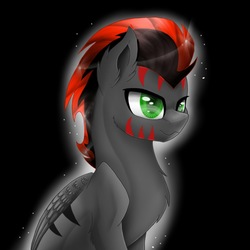 Size: 1600x1600 | Tagged: safe, oc, oc only, oc:black thunder, pony, black background, colored pupils, edgy, male, simple background, solo, stallion