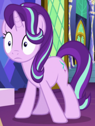 Size: 670x890 | Tagged: safe, screencap, starlight glimmer, pony, unicorn, all bottled up, g4, cropped, female, mare, shocked, solo, twilight's castle, wide eyes