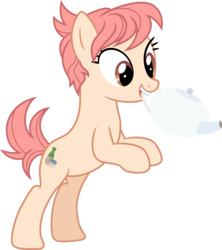 Size: 6960x7840 | Tagged: safe, artist:pink1ejack, raspberry vinaigrette, earth pony, pony, discordant harmony, g4, absurd resolution, bipedal, cute, mouth hold, raspbetes, rearing, simple background, solo, teapot, transparent background, vector