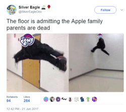 Size: 603x537 | Tagged: safe, pony, g4, the perfect pear, meme, meta, silver eagle, the apple family parents are dead, the floor is lava, twitter