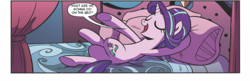 Size: 720x234 | Tagged: safe, edit, idw, starlight glimmer, pony, unicorn, g4, legends of magic #4, my little pony: legends of magic, spoiler:comic, bed, female, mare, on bed, pillow, pomf, solo, what are we gonna do on the bed?