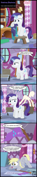 Size: 1551x7283 | Tagged: safe, artist:toxic-mario, derpy hooves, rarity, pegasus, pony, unicorn, g4, bipedal, clothes rack, comic, dialogue, female, filly, filly derpy, filly rarity, flag, glowing horn, high res, horn, levitation, magic, magic aura, sewing, sign, speech bubble, telekinesis, younger