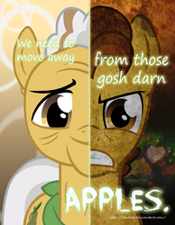 Size: 2000x2577 | Tagged: safe, artist:starbat, grand pear, pony, two sided posters, g4, the perfect pear, angry, high res, male, solo, young grand pear, younger