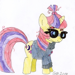 Size: 2405x2386 | Tagged: safe, artist:greenmarta, moondancer, pony, unicorn, g4, clothes, female, glasses, high res, mare, signature, simple background, smiling, solo, sweater, white background