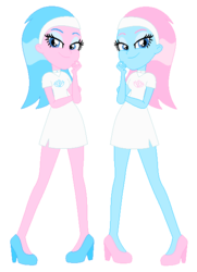Size: 442x609 | Tagged: safe, artist:flameprincess3535, aloe, lotus blossom, equestria girls, g4, duo, duo female, equestria girls-ified, female, high heels, shoes, spa twins