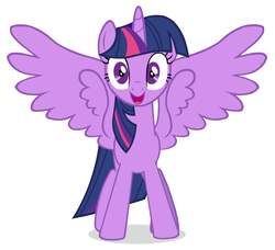 Size: 2160x1968 | Tagged: safe, artist:éclair, twilight sparkle, alicorn, pony, a royal problem, g4, cute, daaaaaaaaaaaw, excited, face of mercy, female, happy, looking at you, mare, open mouth, shrunken pupils, simple background, solo, spread wings, twiabetes, twilight sparkle (alicorn), vector, white background, wide eyes, wings