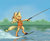 Size: 1073x882 | Tagged: safe, artist:el-yeguero, applejack, earth pony, pony, g4, eyes closed, female, lifejacket, mare, river, solo, water, water skiing