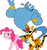 Size: 1710x1813 | Tagged: safe, artist:conthauberger, pinkie pie, genie, pony, g4, crossover, genie (aladdin), sidekick, tigger