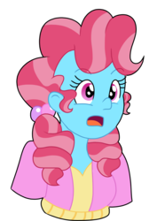 Size: 1052x1483 | Tagged: safe, artist:berrypunchrules, cup cake, equestria girls, g4, the perfect pear, chiffon swirl, clothes, cute, equestria girls interpretation, female, open mouth, pigtails, simple background, solo, transparent background, younger