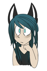 Size: 500x750 | Tagged: artist needed, safe, oc, oc only, oc:mistake, satyr, cat ears, parent:queen chrysalis, simple background, white background