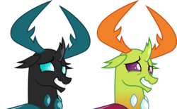 Size: 4853x3000 | Tagged: safe, artist:dashiesparkle, thorax, changedling, changeling, g4, .svg available, alternate color palette, awkward smile, bust, high res, king thorax, male, portrait, simple background, smiling, solo, transparent background, vector