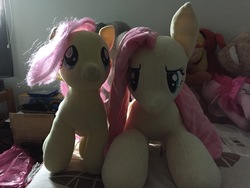Size: 3264x2448 | Tagged: safe, artist:angelicorexx, artist:blackwater627, fluttershy, pony, g4, build-a-bear, duality, high res, irl, photo, plushie