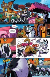 Size: 900x1384 | Tagged: safe, artist:andypriceart, official comic, capper dapperpaws, chummer, observer (g4), storm king, abyssinian, cat, pony, anthro, digitigrade anthro, g4, idw, my little pony: the movie, spoiler:comic, spoiler:comic mlp movie prequel, abyssinia, anthro with ponies, cat tree, city, comic, male, my little pony: the movie prequel, preview, snorting, speech bubble, storm guard, tom and jerry, tom cat, unnamed abyssinian, unnamed character