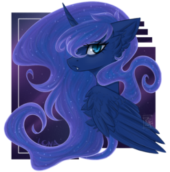 Size: 1876x1900 | Tagged: safe, artist:monogy, princess luna, alicorn, pony, g4, ear fluff, fangs, female, looking at you, mare, simple background, slit pupils, solo, transparent background