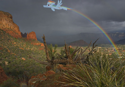 Size: 1102x768 | Tagged: safe, artist:sb1991, rainbow dash, pony, g4, arizona, cloud, cloudy, irl, photo, ponies in real life, rainbow, rainbow trail, sedona