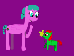 Size: 3648x2736 | Tagged: safe, artist:sb1991, oc, oc only, oc:fire sparks, oc:quilt patch, pony, challenge, equestria amino, female, filly, flower, high res, mother, mother and daughter, mother's day