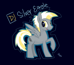 Size: 2100x1850 | Tagged: safe, artist:meekcheep, oc, oc only, oc:silver eagle, pony, music notes, raised hoof, wingding eyes