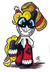 Size: 254x365 | Tagged: safe, artist:altworld, surprise, pegasus, pony, g1, dc comics, female, harley quinn, mare, solo, traditional art
