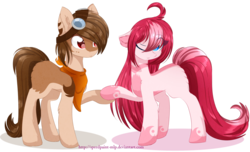 Size: 1024x623 | Tagged: safe, artist:php146, oc, oc only, oc:amai, oc:yuki, earth pony, pony, duo, female, mare, simple background, transparent background