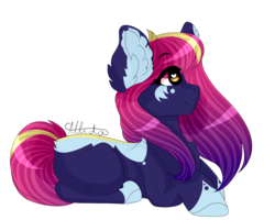 Size: 2000x1600 | Tagged: safe, artist:skimea, oc, oc only, oc:mei, earth pony, pony, female, mare, prone, simple background, solo, transparent background
