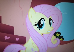 Size: 1380x966 | Tagged: safe, screencap, fluttershy, pegasus, pony, g4, sonic rainboom (episode), butt, female, looking back, mare, photo, picture of a screen, plot, solo