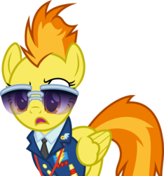 Size: 4684x5000 | Tagged: safe, artist:dashiesparkle, spitfire, pegasus, pony, g4, top bolt, .svg available, absurd resolution, clothes, female, mare, necktie, raised eyebrow, show accurate, simple background, solo, spitfire's tie, sunglasses, transparent background, vector, wonderbolts dress uniform
