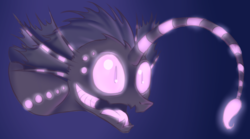 Size: 5307x2957 | Tagged: safe, artist:cha-squared, oc, oc only, oc:deep abyss, angler fish, pony, abyss pony, angry, bioluminescent, glowing eyes, high res, solo