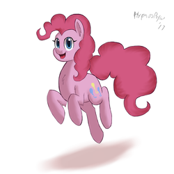 Size: 1700x1700 | Tagged: safe, artist:hypno, pinkie pie, pony, g4, female, jumping, open mouth, simple background, solo, white background
