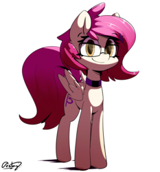 Size: 4571x4914 | Tagged: safe, artist:luxaestas, oc, oc only, pegasus, pony, absurd resolution, collar, commission, female, glasses, looking at you, mare, simple background, solo, white background