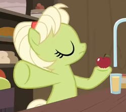 Size: 423x376 | Tagged: safe, screencap, granny smith, earth pony, pony, g4, the perfect pear, adorasmith, cropped, cute, female, madorable, solo, young granny smith