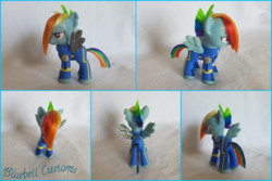 Size: 1594x1062 | Tagged: safe, artist:bluebellcustoms, rainbow dash, pony, g4, the cutie re-mark, alternate timeline, apocalypse dash, brushable, crystal war timeline, customized toy, irl, photo, torn ear, toy