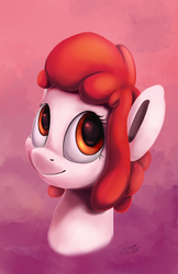 Size: 952x1472 | Tagged: safe, artist:insanerobocat, oc, oc only, oc:ani, pony, abstract background, bust, commission, female, mare, smiling, solo