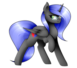 Size: 1622x1440 | Tagged: safe, artist:despotshy, oc, oc only, oc:dark heart, alicorn, pony, female, glasses, mare, simple background, solo, transparent background