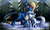 Size: 2800x1700 | Tagged: safe, artist:elmutanto, oc, oc only, oc:arctic heart, oc:frysta, earth pony, original species, pony, closed species, duo, duo female, female, frosset, snow, tree