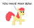 Size: 641x520 | Tagged: safe, artist:nyperold, apple bloom, earth pony, pony, g4, lord of the rings, missing accessory, pointing, pun, simple background