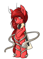 Size: 656x900 | Tagged: safe, oc, oc only, oc:mora, mothpony, original species, red eyes, tentacles