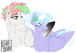 Size: 1000x700 | Tagged: safe, artist:cranberry--zombie, cloudchaser, oc, oc:crescendo, pegasus, pony, g4, colored wings, colored wingtips, female, mare, not blossomforth, simple background, transparent background