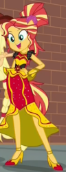 Size: 289x756 | Tagged: safe, screencap, sunset shimmer, human, dance magic, equestria girls, equestria girls specials, g4, beautiful, cropped, flamenco dress, happy, high heels, shoes, smiling, sunset shimmer flamenco dress