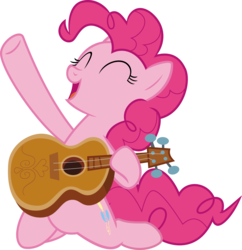 Size: 3000x3098 | Tagged: safe, artist:sollace, pinkie pie, earth pony, pony, g4, honest apple, .svg available, ^^, eyes closed, female, guitar, high res, mare, open mouth, show accurate, simple background, solo, transparent background, vector