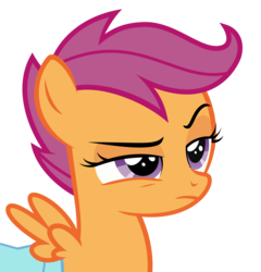 Size: 3000x3125 | Tagged: safe, artist:sollace, scootaloo, pegasus, pony, g4, parental glideance, .svg available, bag, bust, female, filly, high res, lidded eyes, raised eyebrow, saddle bag, show accurate, simple background, solo, spread wings, suspicious, transparent background, unconvinced scootaloo, vector, wings