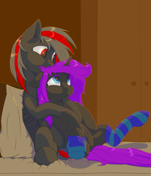 Size: 3438x4014 | Tagged: safe, artist:coreboot, oc, oc only, pony, bed, clothes, high res, socks, striped socks