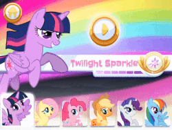 Size: 400x300 | Tagged: safe, budge studios, applejack, fluttershy, pinkie pie, rainbow dash, rarity, twilight sparkle, alicorn, pony, g4, my little pony rainbow runners, animated, female, game, gif, mane six, twilight sparkle (alicorn)