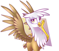 Size: 1620x1386 | Tagged: safe, artist:fanch1, gilda, griffon, g4, female, looking at you, majestic, open mouth, solo, spread wings, wings