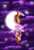 Size: 2399x3492 | Tagged: safe, artist:miniaru, oc, oc only, oc:strawberry swirl, bat pony, pony, female, hanging, high res, mare, moon, night, solo, stars, tangible heavenly object, underhoof, upside down