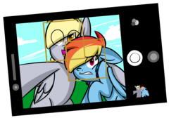 Size: 3000x2013 | Tagged: safe, artist:chub-wub, derpy hooves, rainbow dash, pegasus, pony, g4, female, friendshipping, high res, iphone, mare, selfie