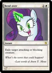 Size: 375x523 | Tagged: safe, rarity, pony, g4, bent over, card, implied oc:anonymous, magic the gathering, solo