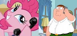 Size: 625x290 | Tagged: safe, pinkie pie, earth pony, pony, g4, exploitable meme, family guy, glasses, male, meme, peter griffin, phone