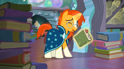 Size: 840x466 | Tagged: safe, screencap, sunburst, pony, unicorn, g4, the crystalling, book, magic, male, solo, stallion