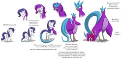 Size: 1024x493 | Tagged: safe, artist:tfsubmissions, rarity, oc, oc:burning passion, articuno, bird, pony, unicorn, g4, birdified, chest fluff, dialogue, female, male, mare, pokefied, pokémon, pony to pokemon, raricuno, simple background, species swap, speech change, stallion, transformation, transformation sequence, transformed, white background, wing hands, wings